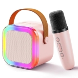 Storio Rechargeable Wireless Mini Portable Bluetooth Karaoke Machine | Bluetooth Speaker with Microphone & LED Lights – Kids Music Singing Toys for Girl Boy Birthday Gift Ideas