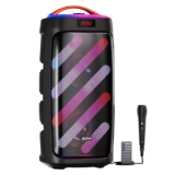 pTron Fusion Bold 100W Karaoke Bluetooth Party Speaker, Powerful Sound, RGB Lights, 3 mtr Wired Mic, BT/USB/SD Card/Aux Playback, Remote Control & Type C Charging (Black)