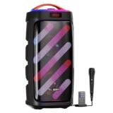 pTron Fusion Bold 100W Karaoke Bluetooth Party Speaker, Powerful Sound, RGB Lights, 3 mtr Wired Mic, BT/USB/SD Card/Aux Playback, Remote Control & Type C Charging (Black)