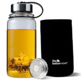 The Better Home Borosilicate Glass Water Bottle with Infuser (1 Litre) | Pack of 1 (Black)