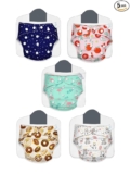 Kidbea Premium Adjustable Baby Cloth Diaper for 5Kg-17Kg (0 to 3 Years) | Washable & Reusable | Breathable & Skin-Friendly| Pack of 5| 5 Diaper & 5 Insert Soaker | Assorted Op 2
