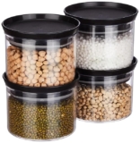 Floraware Plastic Storage Jar and Container Set I Air Tight & BPA Free Containers for Kitchen Storage Set I Grocery Kitchen Container Set I Multipurpose Jar, 500 Ml Each, (Black, Set of 4)