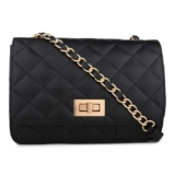 Amyence Women’s Quilted Cross Body Sling Bag (Black 1001) (Black)