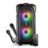 pTron Fusion Party 40W Karaoke Bluetooth Party Speaker with 3M Wired Microphone, Punchy Sound, Vivid RGB Lights, 6Hrs Playtime & Multiple Play Modes BT5.0/TF Card/SD Card/USB (Jet Black)