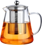 KELVEE Glass Kettle Teapot with Removable Infuser & Lid & Handle, Glass Tea Kettle Stovetop Safe, Great for Loose Leaf Tea, Blooming Tea, Tea Bags & Fruit Infused Water (Round – 750ml)