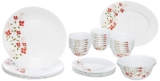 Larah By Borosil Janus Opalware Floral Dinner Set, 33-Pieces, White