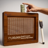 GRAPHENE Wooden Piggy Bank Gullak for Kids Girls Boys Smart Money Saver Box Mini Coin Box Donation Cash Collection Box Piggybank with Numbers Chart for Adults Target 100000 Rupees Savings Box