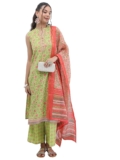 KETCH Polyester Women’s Regular Fit Sleeveless Kurta With Pant & Dupatta