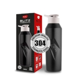Pigeon Blitz Stainless Steel Water Bottle With Sipper Cap | Eco friendly | BPA Free | Water Bottle for Office, Gym, School, Yoga, Trekking, Adults & Kids| 975 ML, Black