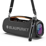 Blaupunkt Atomik Knightz 100W King of Boombox I Thumping Bass |Class Battery 15,600mAh(@3.7V)I2-Night Playtime |Outdoor Rugged IPX6 Splash, Dust proof, Party 9 modes Aura Lights I Wireless Karaoke Mic