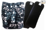 Babymoon (SET of 2 – Cloth Diaper with Wetfree Microfiber Insert) Designer Premium Reusable, Adjustable Size, Waterproof, Washable, Pocket Cloth Diaper Nappie (Black Rockstar)