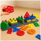 EITHEO Geometric Angle Blocks for Kids | 26 Pcs Montessori Sorting & Stacking Educational Toy | Colorful Shape Sorter Puzzle for Toddlers 1-3 Years | Preschool Learning Activity Toy for Boys & Girls