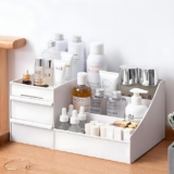 SYNYEY Houshe Cosmetic Organizer Box Drawers Storage Plastic Stationary Box | Make Up Organiser For Women, White