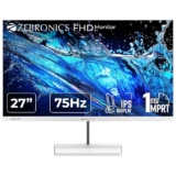 ZEBRONICS S27A 27″ (68.5cm) LED Monitor, 75Hz, FHD 1920×1080, IPS Display, 1ms MPRT, 16:9 Aspect Ratio, 300Nits, 16.7M Colors, Dual Input – HDMI + VGA, Built-in Speakers, Wall Mountable