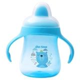 1ST STEP Matte Collection BPA Free Polypropylene Hard Spout Sipper with Twin Handles for Easy Grip – Blue