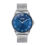 Sonata Poze Quartz Blue Dial Silver Metal Strap for Men-SP70042SM02