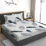 STARNSTYLE Polycotton 220 TC Soft Breathable Wrinklefree Floral Printed Double Bedsheets with 2 Regular Size Pillow Covers Multi Color