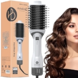 HOMEBASIC 1200W Hot Air Brush For Women Frizz Free Hair, Hair Straightening Brush/Dryer/Volumizer/Curler Comb, 3 Heat & Speed Settings+ Cool Option, 360° Airflow, Ceramic Plates, Thermo-Control