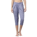 Enamor E074 Quick Dry 4 Way Stretch Antimicrobial Mid-Rise Capri Length Relaxed Fit Yoga Pant for Women with foldover Waistband