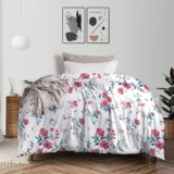 Trident Feather Tales Reversible Comforter Single Bed Blanket, 144 Thread Count, 100% Cotton Shell with 120 GSM Polyfill, AC Blanket Single Bed, Quilt – Sunset Magenta