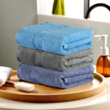 Urbane Home Pack of 3 Cotton Hand/Face Towels for Men & Women | Easily Washable | Workout Gym Napkins for Men | Pocket Towel – Dark Blue-Grey & Sky Blue