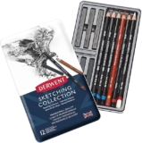 Derwent Sketching Pencil Mixed Media Collection Tin, Professional Quality Mixed Media Sketching Pencils – 34305 (Set Of 12), White