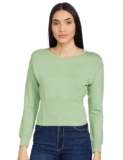 Max Women Viscose Solid Round Neck Sweatshirt