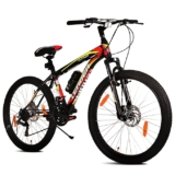 Leader Ultima Mens 26T Multispeed (7 Speed) Mountain Bike with Front Suspension & Dual Disc Brake – Matt Black/Red. Ideal for 12 + Years (Frame: 18 Inches)