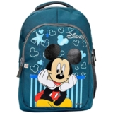 Kuber Industries Rexien Waterproof Lightweight Disney Mickey Mouse Print Backpack|Sturdy School Bag for Kids (Green)