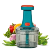 RYLAN Manual Hand Press Push Chopper with 6 Blades for Effortless Chopping Vegetables & Fruits (Assorted, 650 ml, Plastic) 1 Watt