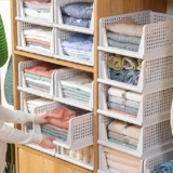 Wardrobe Organizer For Storage TEKCOOL Storage Organizer | Wardrobe Organizer For Clothes | Cupboard Organizer | Foldable Shirt Stacker Box | Cloth Box for Almirah | Closet Storage Basket | Pack of 1