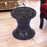 Kuber Industries 1 Pcs Plastic Seating Stool | Both Sided Mesh Damroo Style Stool for Graden, Balcony, Kitchen | Brown