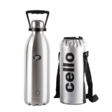 Cello Swift Thermosteel Water Bottle with Thermal Jacket 2200ml, Silver |24 Hours Hot & Cold | Rust & Leak Proof | Ideal for Office, Gym, Home, Kitchen, Hiking, Trekking, Travel Bottle