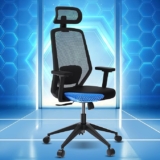 The Sleep Company Uno Office Chair | Patented SmartGRID Technology | Ergonomic Office Chair with Headrest & Adjustable Lumbar Support for Long Sitting Hours | Home & Office Chair for Work | Black