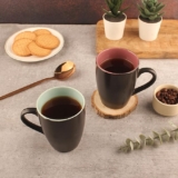 Anwaliya Fortuna Series Coffee Mug – Ceramic Set of 2 (280ml) Handcrafted Design Tea Cups Set of 2 Stackable, Chip Resistant, Irene (Inner Color May Vary)