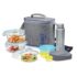 Treo by Milton All Fresh Borosilicate Glass Lunch Box Set of 3, Clear, 400 ml Each with Lunch Bag, Microwave & Dishwasher Safe, Leak Proof Containers Office Tiffin