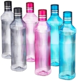 Amazon Brand – Solimo Unbreakable Round Plastic Water Bottle | Leak Proof | BPA Free | Ideal for Gym, Office, Home, Travel, College | 1 Litre Each | Set of 6 | Multi-Colour