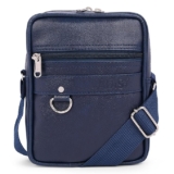 ADISA Faux Leather Unisex Sling Cross Body Travel Office Messenger Bag (MS9011-BLUE)