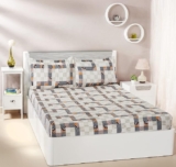 Amazon Brand – Solimo Polyester Monochrome Maze Double Bedsheet with 2 Pillow Cover, Multicolor, 120 GSM, 144 Tc