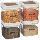 Amazon Brand – Solimo Airtight Plastic Storage Jar and Container Set-I | BPA Free | Multipurpose Storage | 750ml Each, Set of 4 (White)